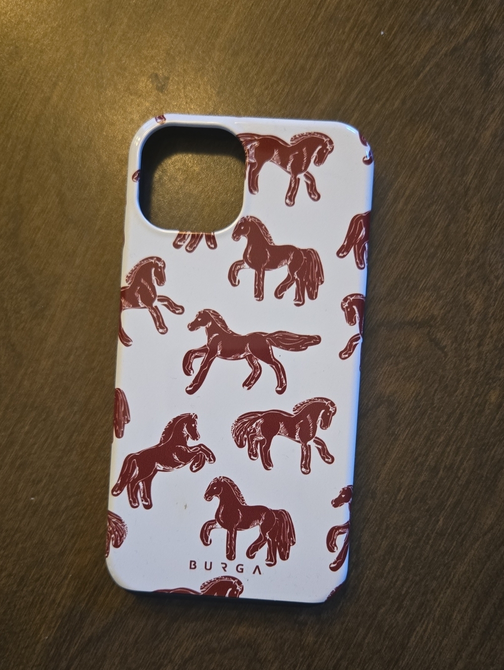 Burga White and Brown Horse Print IPhone 13 Or 14 Case